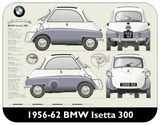BMW Isetta 300 (4 wheel) 1957-62 Place Mat, Medium